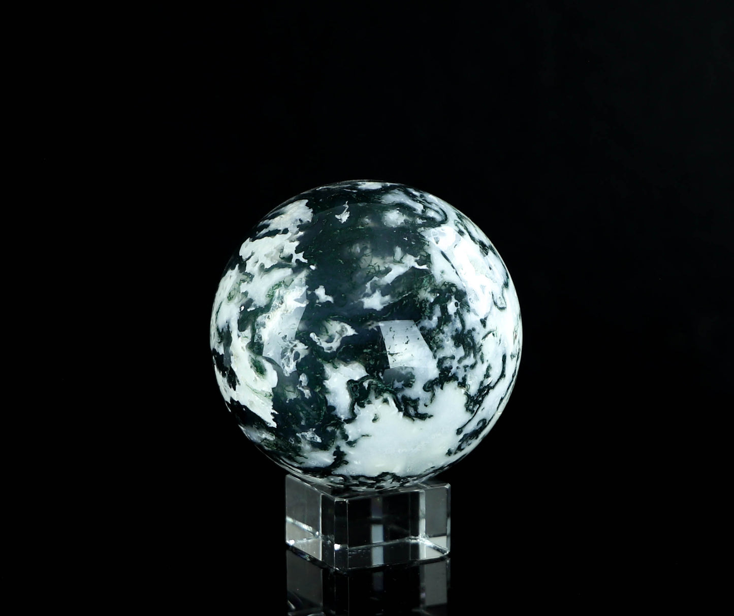 Natural Moss Agate Crystal Sphere - Healing Energy & Spiritual Balance