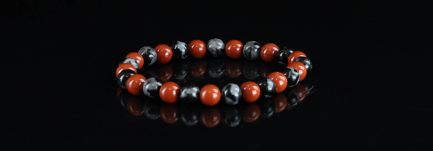 Red Jasper and Indigo Gabbro Crystal Bracelet