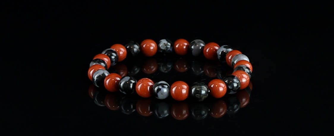 Red Jasper and Indigo Gabbro Crystal Bracelet