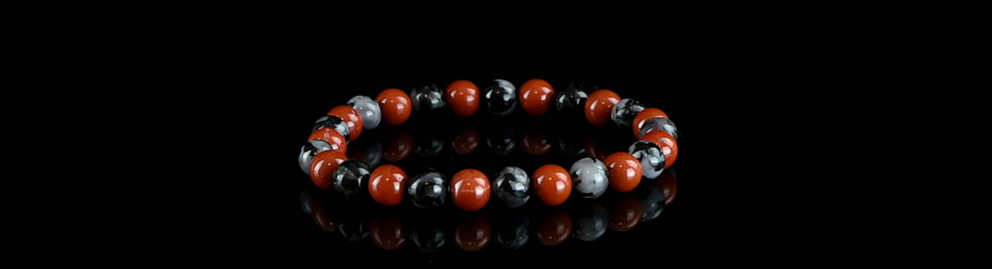 Red Jasper and Indigo Gabbro Crystal Bracelet