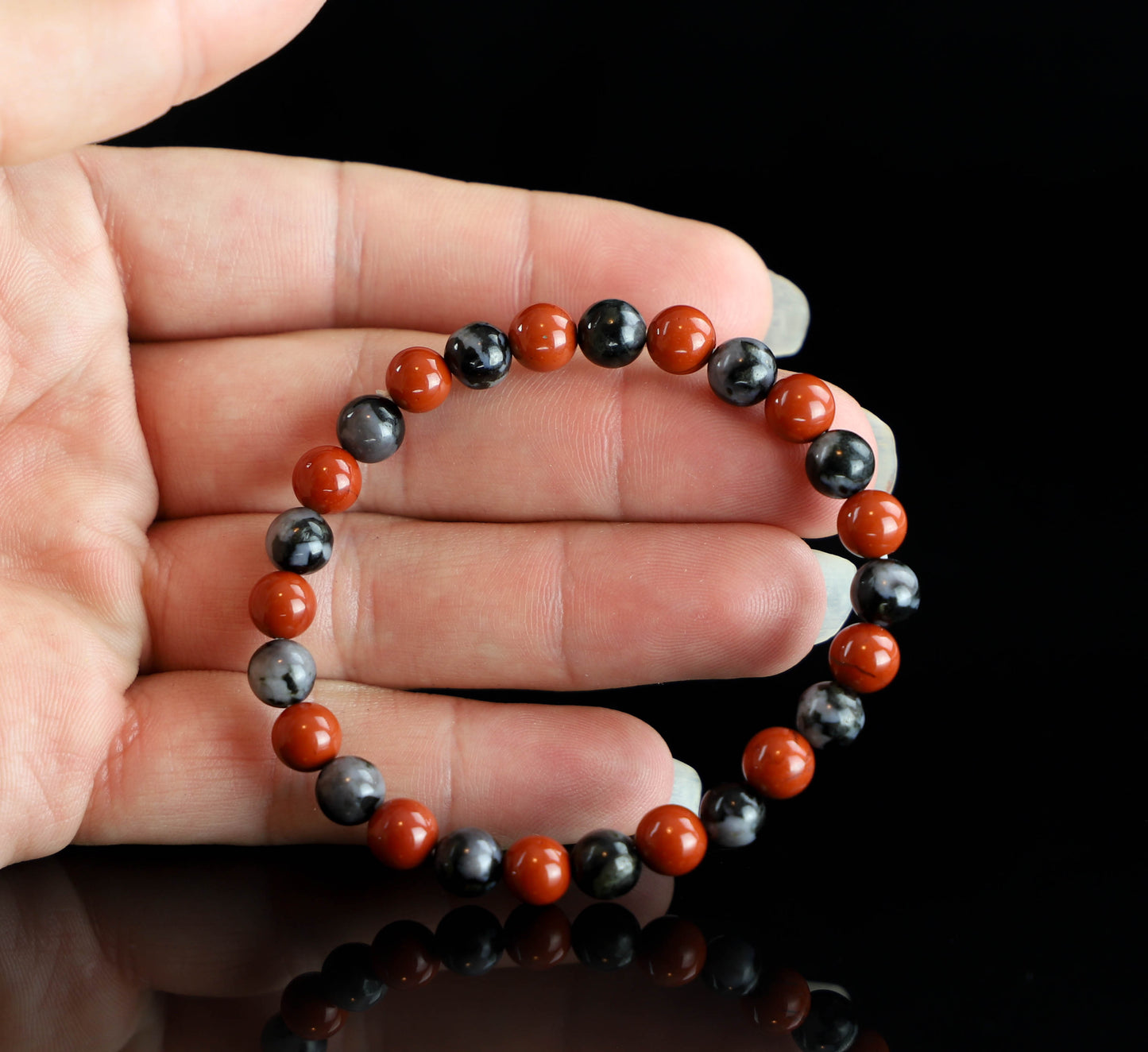 Red Jasper and Indigo Gabbro Crystal Bracelet