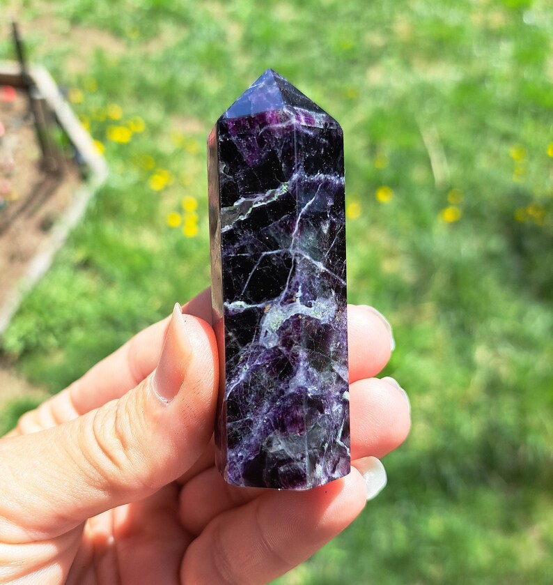 Purple Fluorite Tower - Crystal Healing and Home Décor