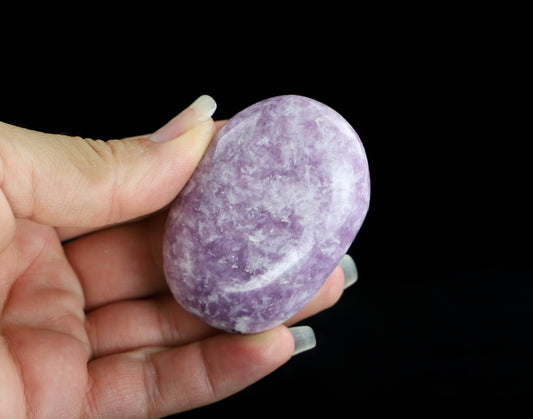 Natural Lepidolite Palm Stone - Stress Relief and Calming Crystal