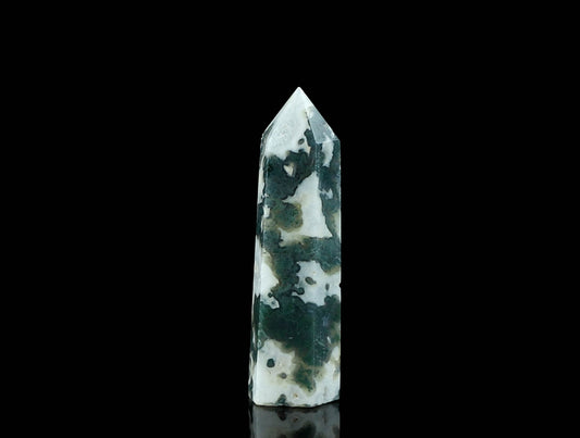 Natural Moss Agate Tower - Grounding and Healing Crystal
