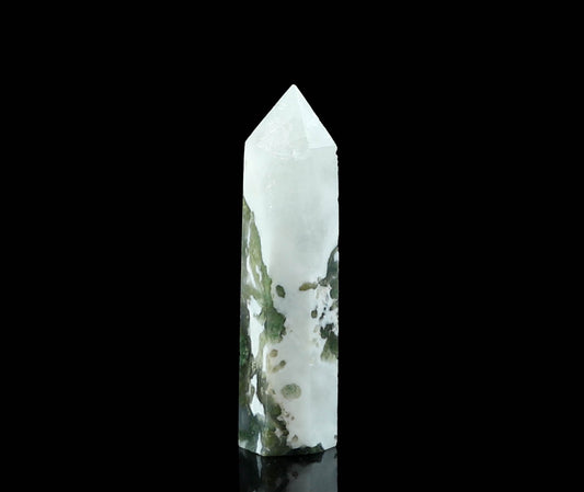 Natural Moss Agate Tower - Crystal Point for Meditation and Positive Energy