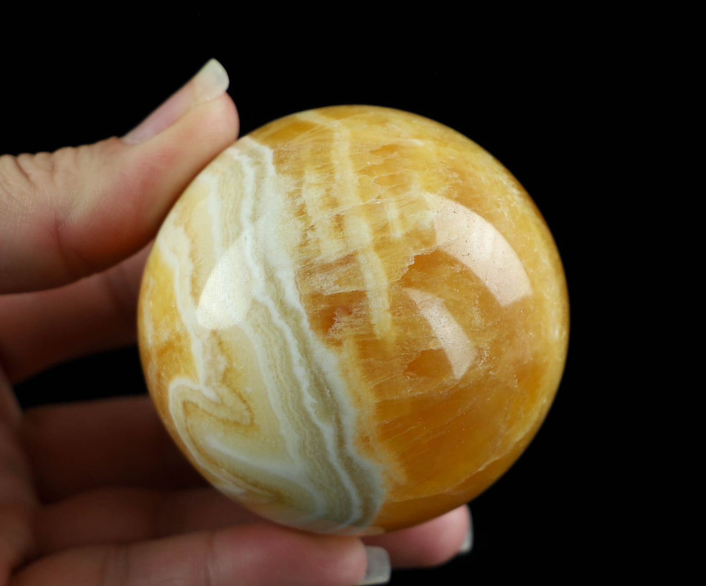 Orange Calcite Sphere - Unique Home Décor and Crystal Healing Gift