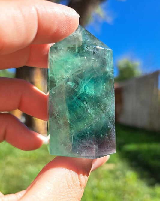 Green Fluorite Tower - Intuition, Meditation, Home Décor