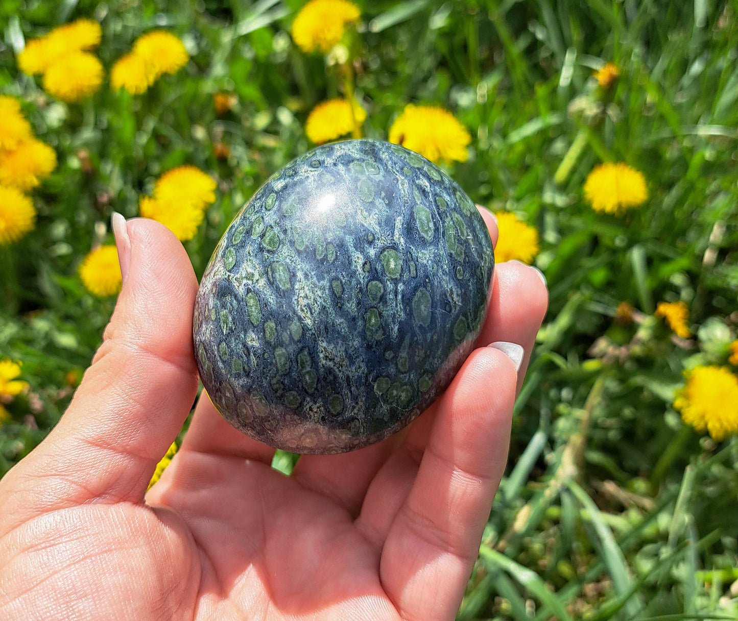 Natural Kambaba Jasper Palm Stone - Calming Energy and Stress Relief