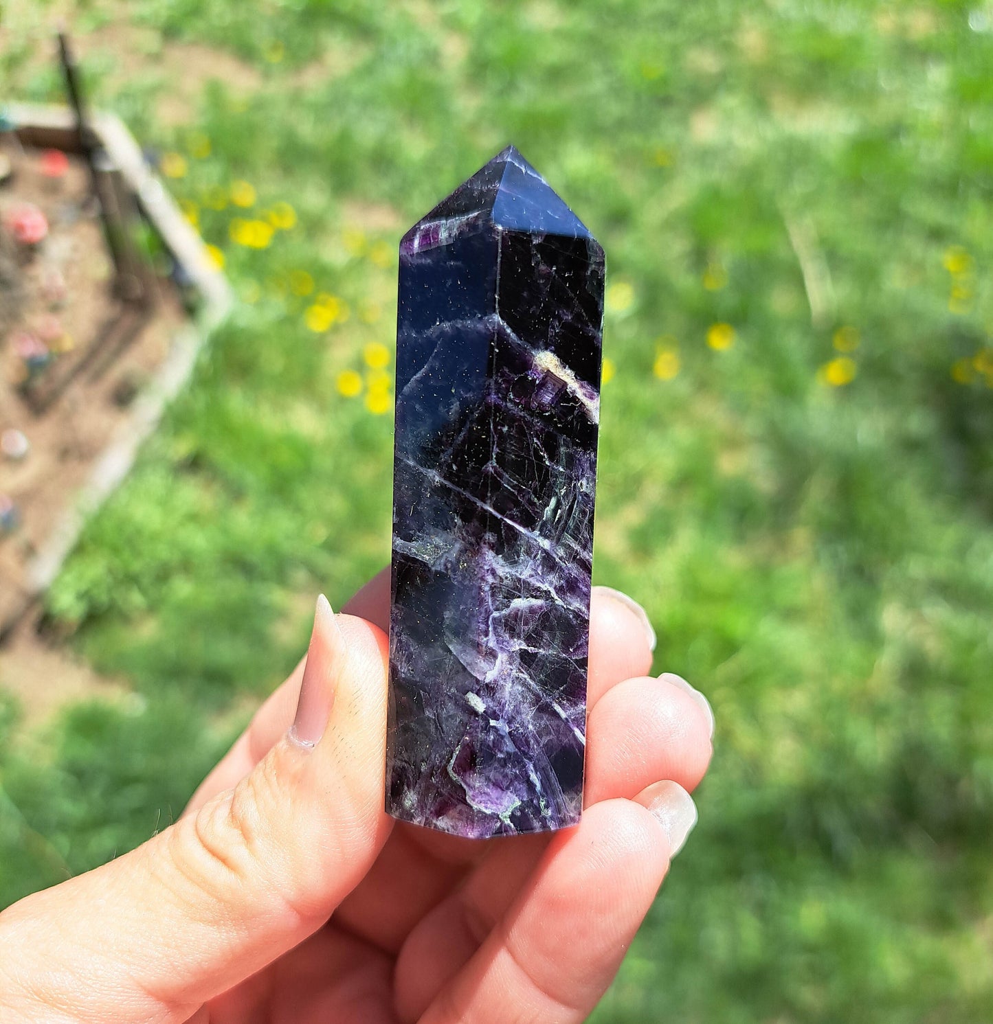Purple Fluorite Tower - Crystal Healing and Home Décor