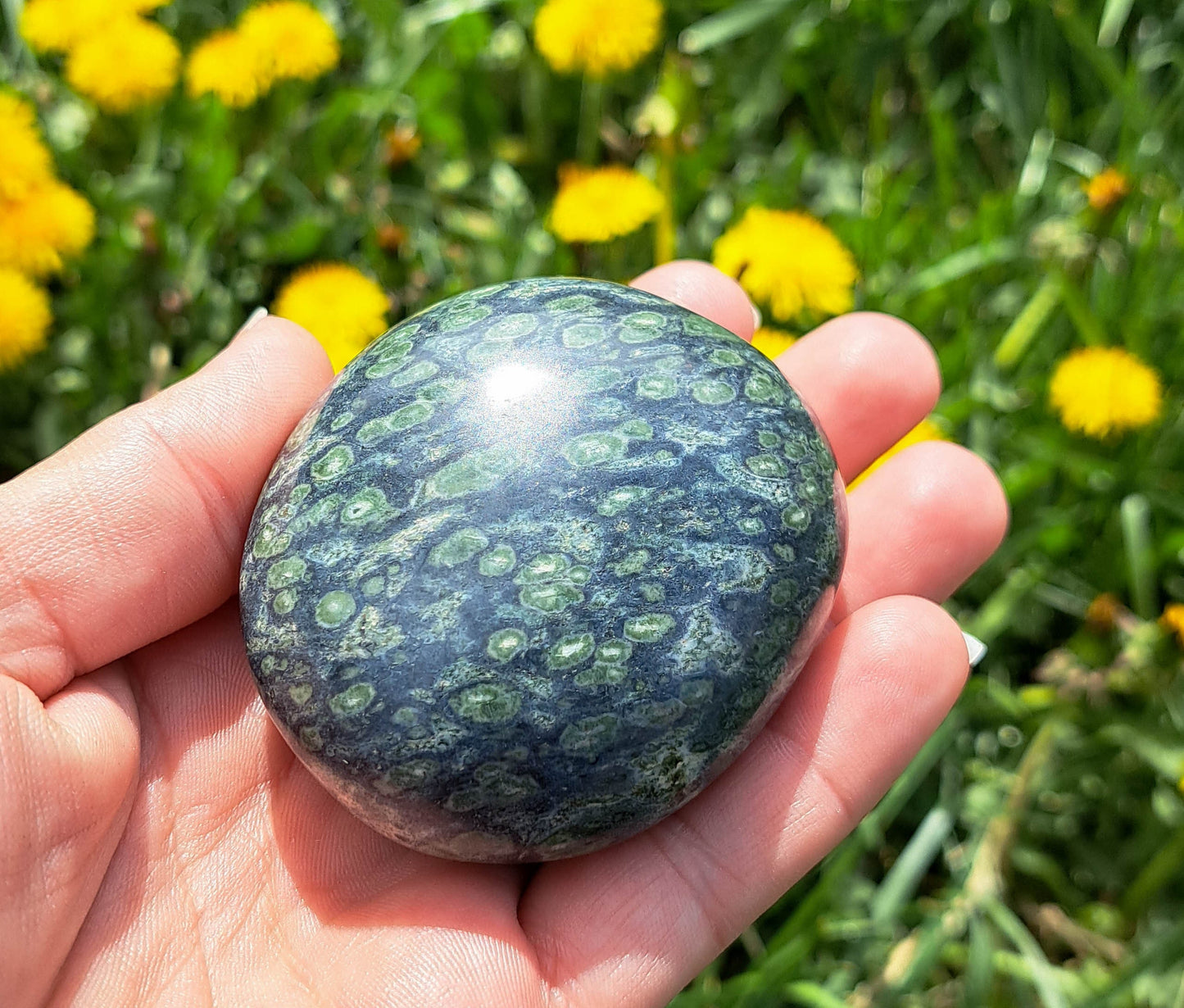 Natural Kambaba Jasper Palm Stone - Calming Energy and Stress Relief