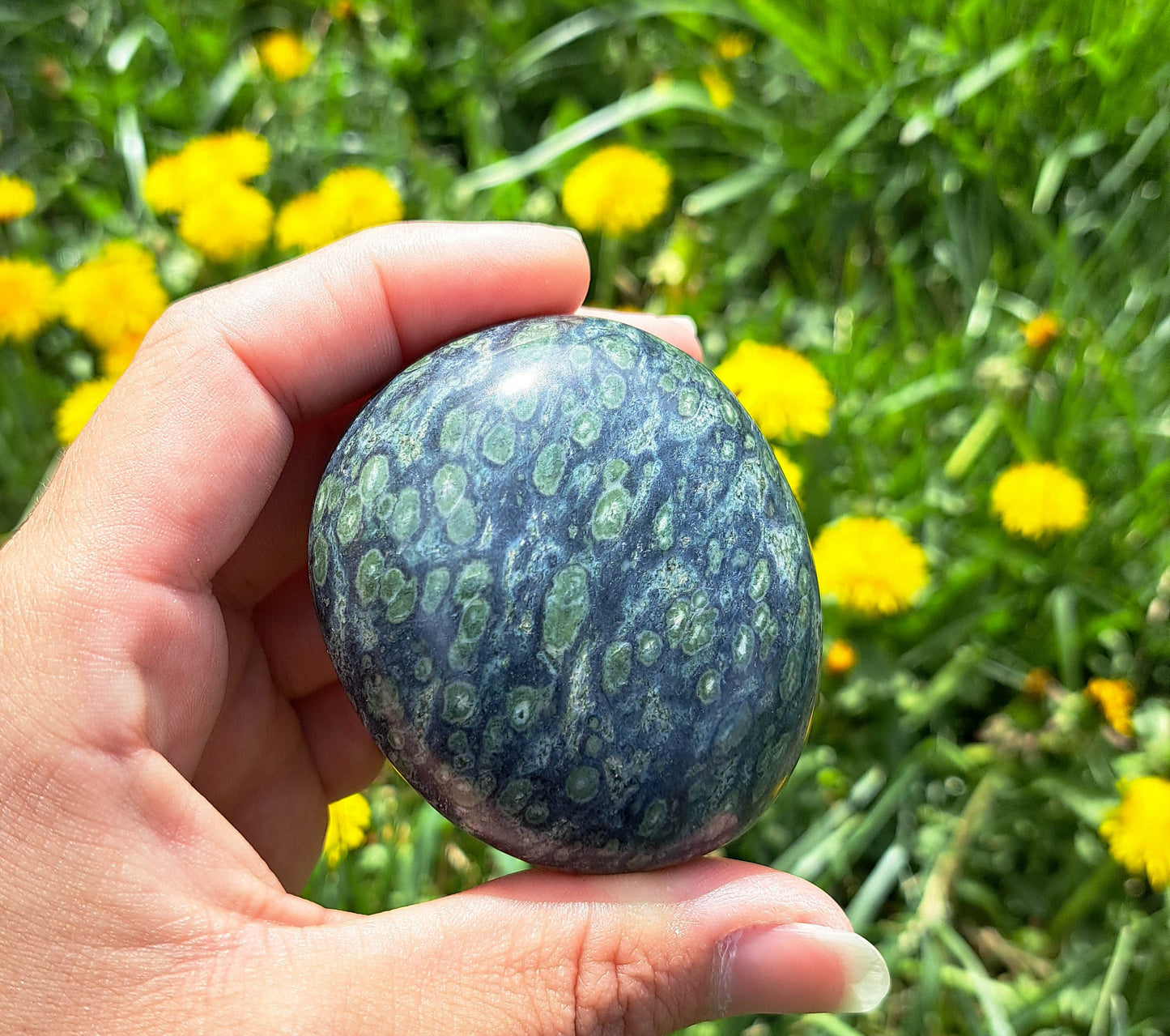 Natural Kambaba Jasper Palm Stone - Calming Energy and Stress Relief