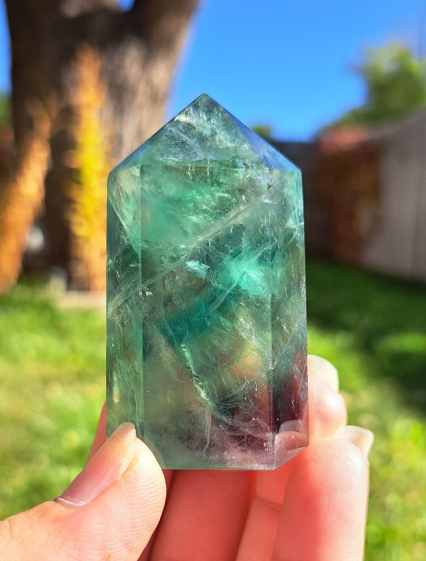Green Fluorite Tower - Intuition, Meditation, Home Décor