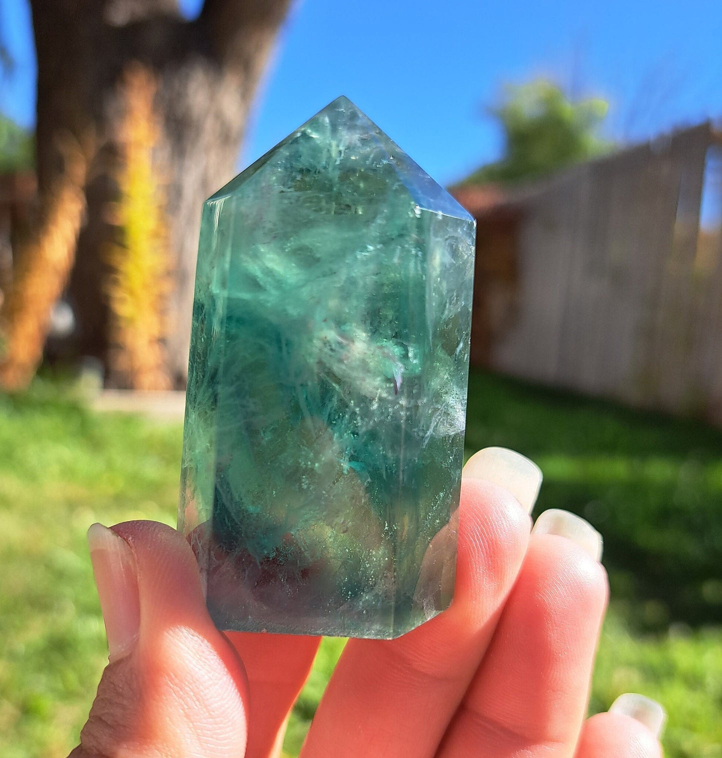 Green Fluorite Tower - Intuition, Meditation, Home Décor