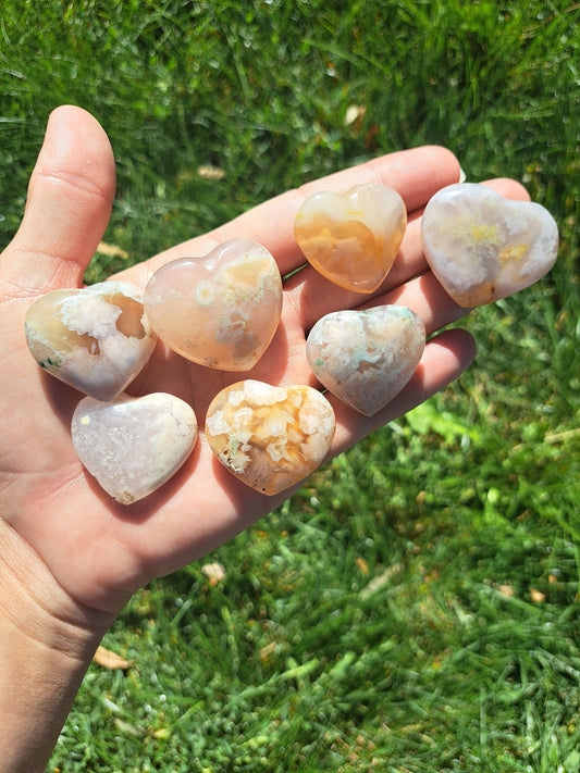 Flower Agate Crystal Heart - Unique Healing Stone for Love and Harmony
