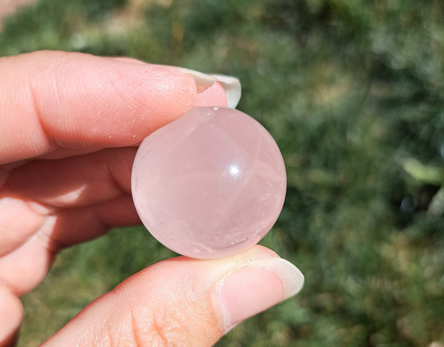Mini Star Rose Quartz Sphere - Pocket Stone for Healing, Self-Love, Crystal Collection