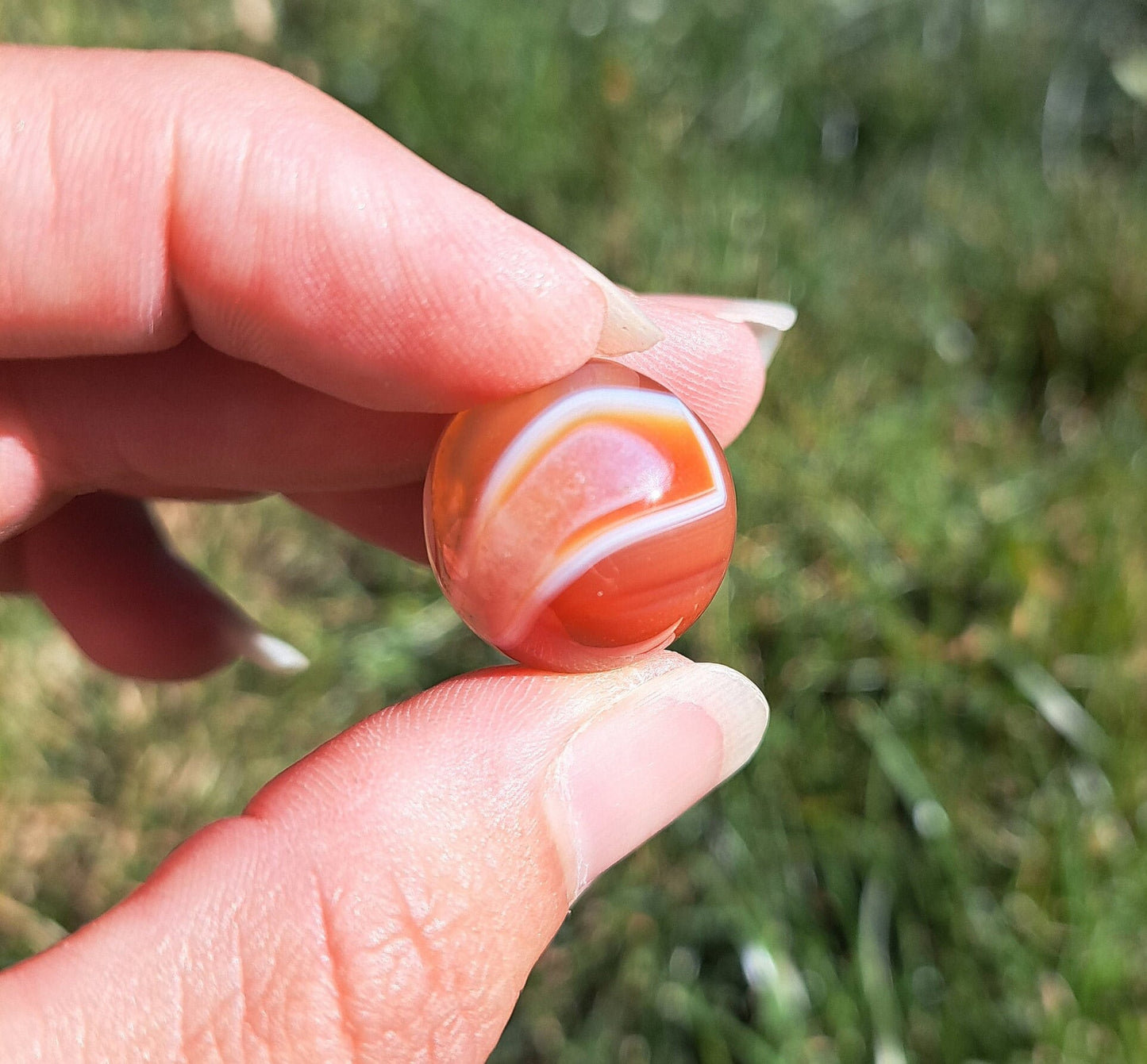 Mini Carnelian Sphere -  Reiki healing, Crystal grids, Home Décor, Pocket Stone