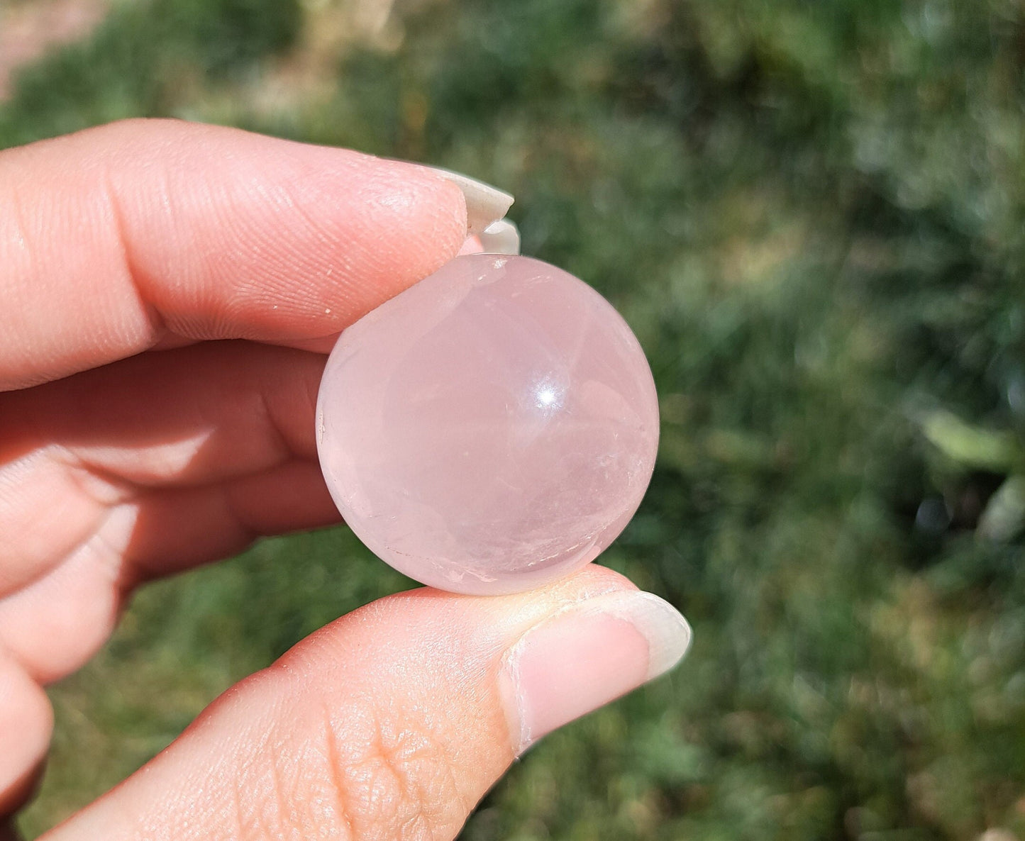 Mini Star Rose Quartz Sphere - Pocket Stone for Healing, Self-Love, Crystal Collection